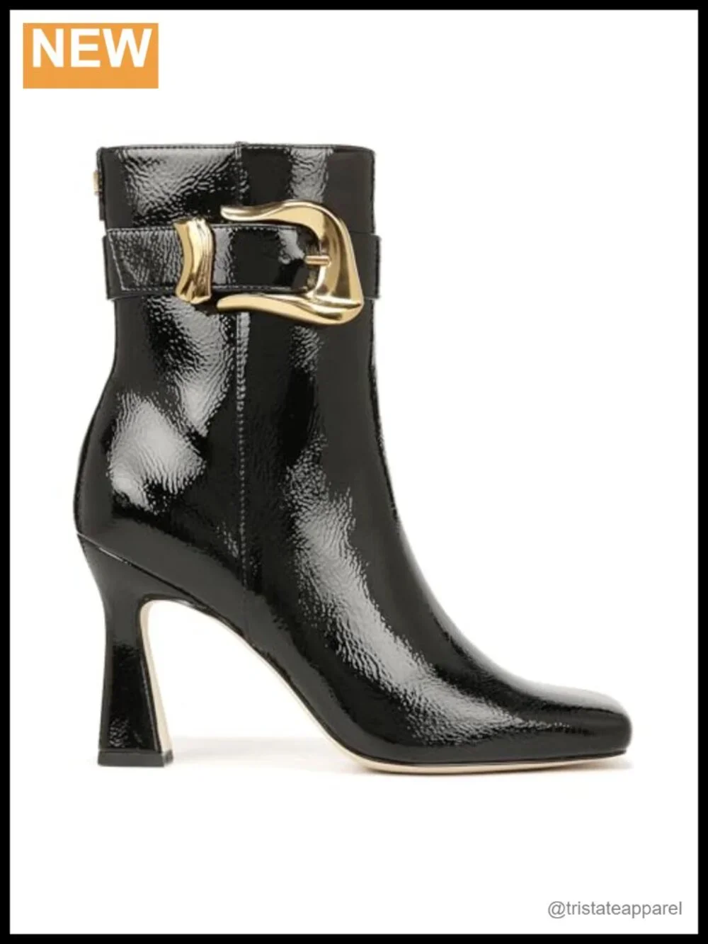 Women's Dress Ankle Boots - Square Toe Stiletto Heel Buckle Zip